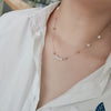 Rose gold titanium steel Necklace,Pearl collarbone necklace,No fading and no allergy