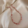 Rose quartz choker necklace amethyst crystal beads necklace for teenage egirls summer boho jewelry 2000s aesthetic