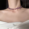 Rose quartz choker necklace amethyst crystal beads necklace for teenage egirls summer boho jewelry 2000s aesthetic