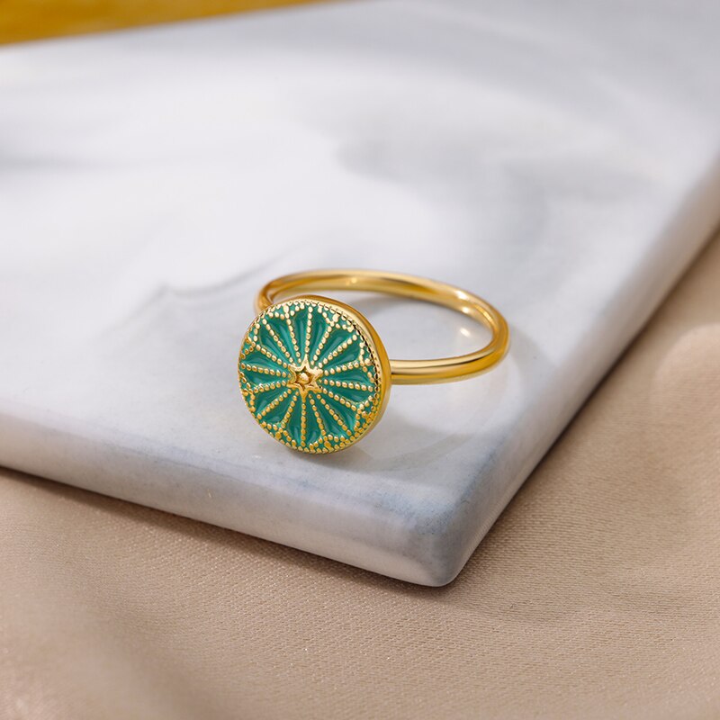 Rotatable Fancy Zircon Rings for Women Stainless Steel Floral Star Gold Color Ring 2023 Trend Zirconia Aesthetic Jewelry anillos