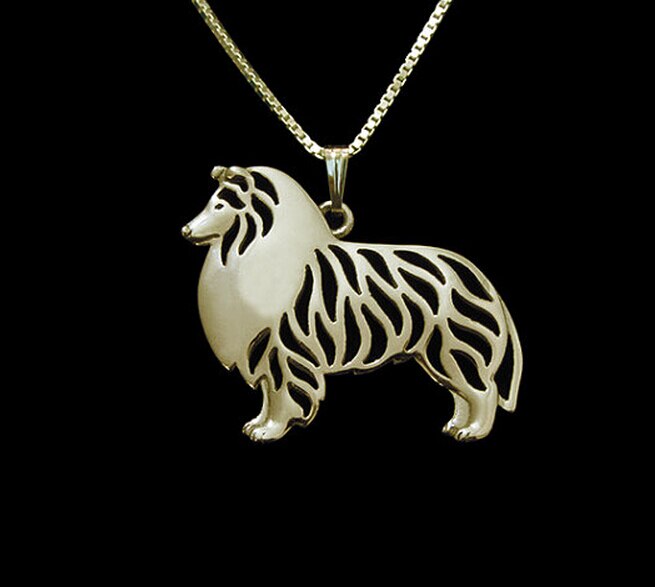 Rough Collie necklace cartoon dog  jewelry for women golden two colors plated