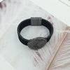 Round Alloy Fashion Rhinestone Bracelets & Bangles for Women Wide Leather Chain Magnet buckle Jewelry pulseiras bijoux femme
