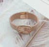 Round Alloy Fashion Rhinestone Bracelets & Bangles for Women Wide Leather Chain Magnet buckle Jewelry pulseiras bijoux femme