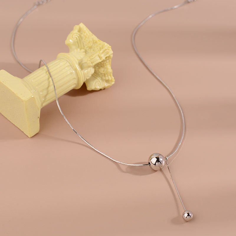 Round Bead Necklaces Women's Neck Chain 925 Stamp Silver Color Necklace  Jewelry Accessories  GaaBou