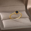 Round Bead Zircon Rings For Women Adjustable Open Stainless Steel Gold Plated Finger Ring Couple Wedding Band Engagement Jewerly