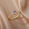 Round Bead Zircon Rings For Women Adjustable Open Stainless Steel Gold Plated Finger Ring Couple Wedding Band Engagement Jewerly