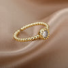 Round Bead Zircon Rings For Women Adjustable Open Stainless Steel Gold Plated Finger Ring Couple Wedding Band Engagement Jewerly