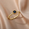 Round Bead Zircon Rings For Women Adjustable Open Stainless Steel Gold Plated Finger Ring Couple Wedding Band Engagement Jewerly