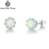 Round Created Blue Pink White Fire Opal Earrings For Women 7mm 925 Sterling Silver Stud Earrings Wholesale Jewelry(Lam Hub Fong)