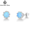 Round Created Blue Pink White Fire Opal Earrings For Women 7mm 925 Sterling Silver Stud Earrings Wholesale Jewelry(Lam Hub Fong)