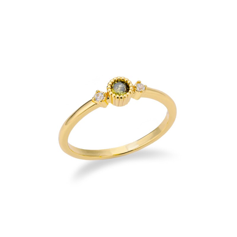 Round Cubic Zirconia Rings For Women Crystal Gold Color Birthstone Ring Wedding Couple Jewelry Birthday Gift anillos