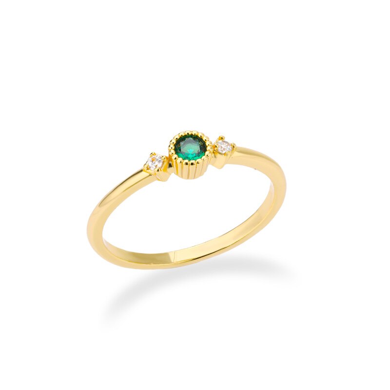 Round Cubic Zirconia Rings For Women Crystal Gold Color Birthstone Ring Wedding Couple Jewelry Birthday Gift anillos