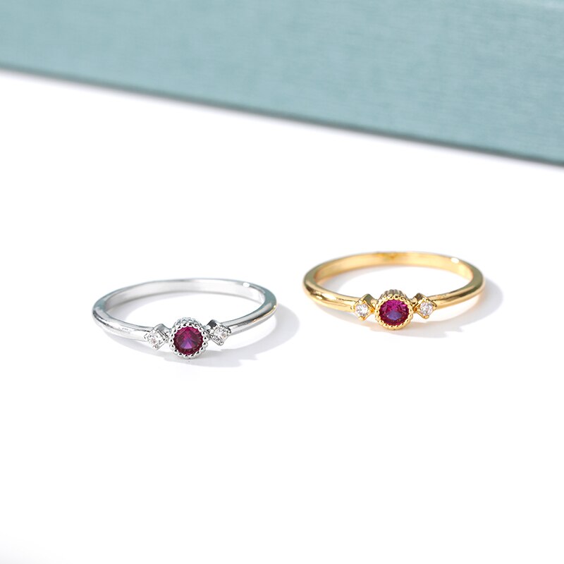 Round Cubic Zirconia Rings For Women Crystal Gold Color Birthstone Ring Wedding Couple Jewelry Birthday Gift anillos