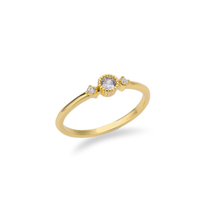 Round Cubic Zirconia Rings For Women Crystal Gold Color Birthstone Ring Wedding Couple Jewelry Birthday Gift anillos