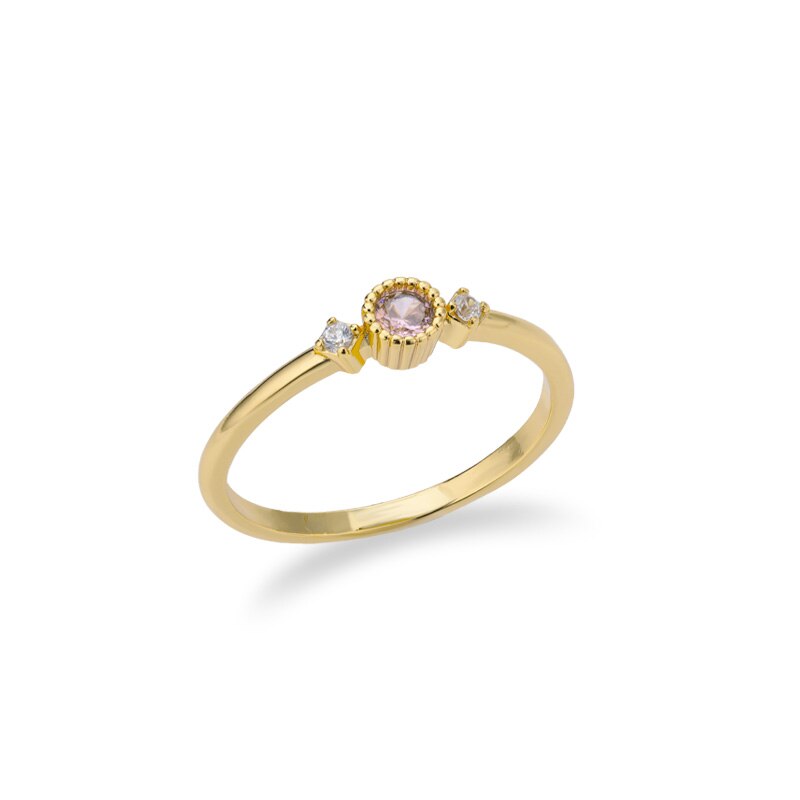 Round Cubic Zirconia Rings For Women Crystal Gold Color Birthstone Ring Wedding Couple Jewelry Birthday Gift anillos