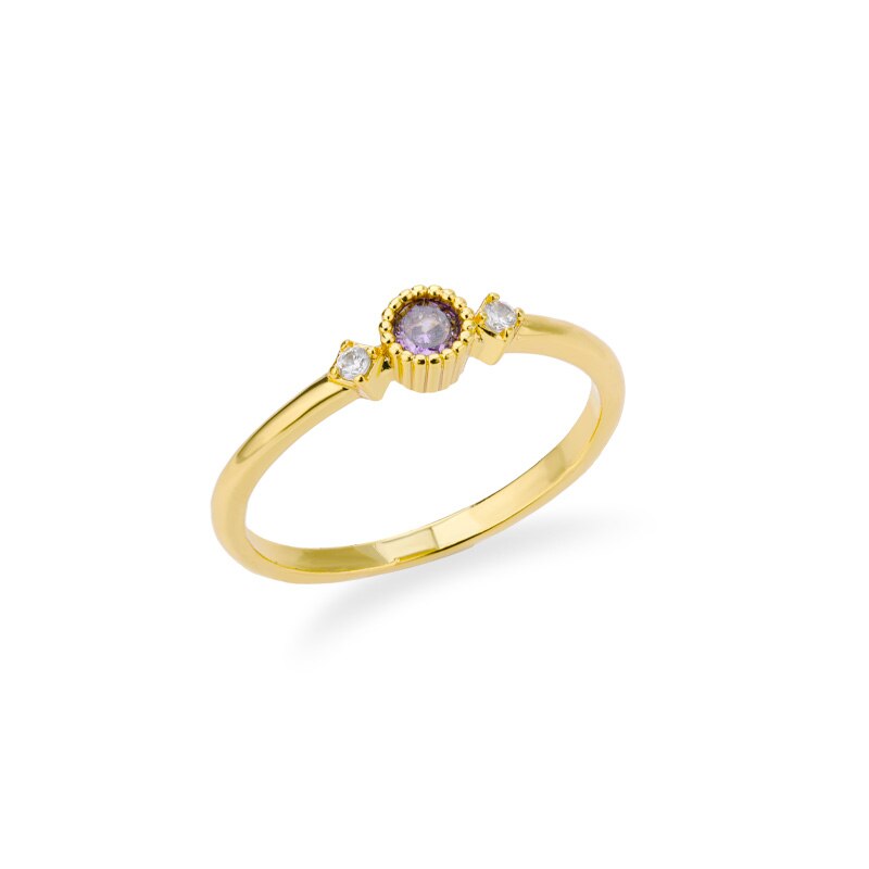 Round Cubic Zirconia Rings For Women Crystal Gold Color Birthstone Ring Wedding Couple Jewelry Birthday Gift anillos