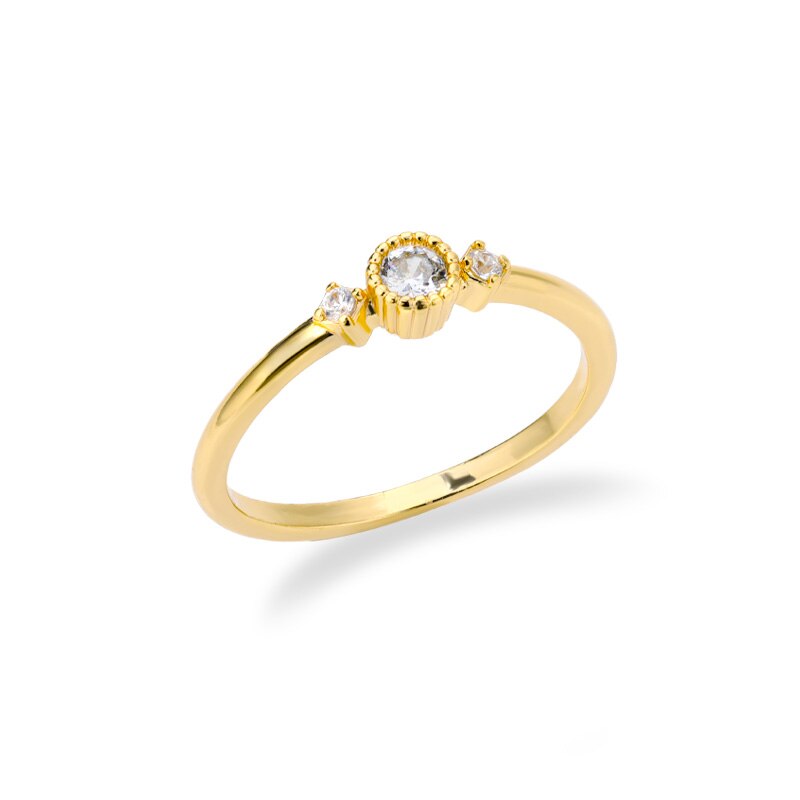 Round Cubic Zirconia Rings For Women Crystal Gold Color Birthstone Ring Wedding Couple Jewelry Birthday Gift anillos