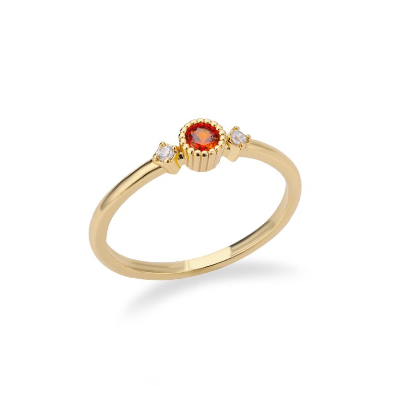 Round Cubic Zirconia Rings For Women Crystal Gold Color Birthstone Ring Wedding Couple Jewelry Birthday Gift anillos