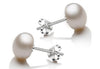 Round Fresh Water Pearl earring Studs 925 Sterling Silver ear stud for Women White Pink Purple 3 Colors Fine Natural Pearl