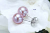 Round Fresh Water Pearl earring Studs 925 Sterling Silver ear stud for Women White Pink Purple 3 Colors Fine Natural Pearl