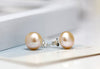 Round Fresh Water Pearl earring Studs 925 Sterling Silver ear stud for Women White Pink Purple 3 Colors Fine Natural Pearl