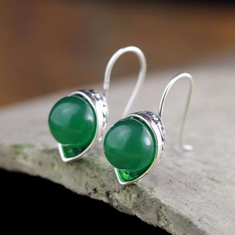 Round Garnet Pearl Earrings Female 925 Sterling Silver Wedding Jewelry Gift Women Girl's Hollow Flower Earrings For Women SE09