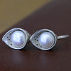Round Garnet Pearl Earrings Female 925 Sterling Silver Wedding Jewelry Gift Women Girl's Hollow Flower Earrings For Women SE09