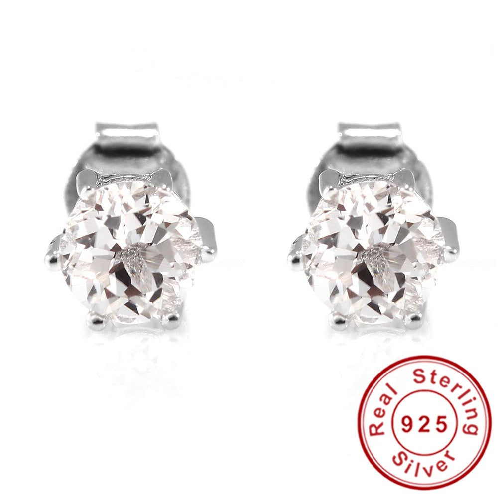 Round Gemstone Natural Amethyst Citrine Garnet Peridot Blue Topaz Stud Earrings 925 Sterling Silver Fine Jewelry Hot Selling