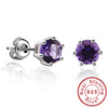 Round Gemstone Natural Amethyst Citrine Garnet Peridot Blue Topaz Stud Earrings 925 Sterling Silver Fine Jewelry Hot Selling