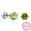 Round Gemstone Natural Amethyst Citrine Garnet Peridot Blue Topaz Stud Earrings 925 Sterling Silver Fine Jewelry Hot Selling