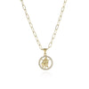 Round Hollow 12 Zodiac Sign Necklace For Women Girl Retro Stainless Steel Gold Color Necklaces Constellations Zirconia Jewelry