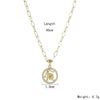 Round Hollow 12 Zodiac Sign Necklace For Women Girl Retro Stainless Steel Gold Color Necklaces Constellations Zirconia Jewelry
