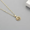 Round Hollow 12 Zodiac Sign Necklace For Women Girl Retro Stainless Steel Gold Color Necklaces Constellations Zirconia Jewelry