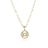 Round Hollow 12 Zodiac Sign Necklace For Women Girl Retro Stainless Steel Gold Color Necklaces Constellations Zirconia Jewelry