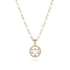 Round Hollow 12 Zodiac Sign Necklace For Women Girl Retro Stainless Steel Gold Color Necklaces Constellations Zirconia Jewelry