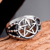 Round Hollow Five-Pointed Star Pattern Ring Men's Ring Retro Dragon Claw Wrapped Metal Ring Accessorie Party Jewelry