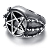Round Hollow Five-Pointed Star Pattern Ring Men's Ring Retro Dragon Claw Wrapped Metal Ring Accessorie Party Jewelry