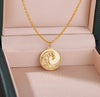 Round Ocean Wave Pendant Necklace for Women Stainless Steel Gold  Color Necklaces 2023 Trend Choker Couple Jewerly collar