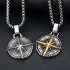 Round Pendant Cross Compass Necklace Men's Necklace Metal Sliding Round Cross Compass Pendant Necklace Accessories Party Jewelry