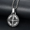 Round Pendant Cross Compass Necklace Men's Necklace Metal Sliding Round Cross Compass Pendant Necklace Accessories Party Jewelry
