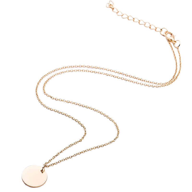 Round Sequins Pendant Necklaces Gold Color Silver Clavicle Link Chain Statement Charm Women Simple Jewelry Accessories Choker