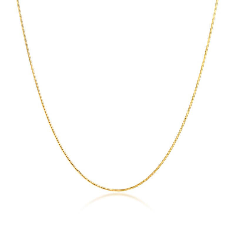 Round Snake Chain Necklace Stainless Steel Filled Gold Color 1mm Thin Choker Necklace