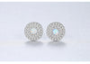 Round Stud Earrings White Fire Opal Cubic Zircon 925 Sterling Silver Earrings Wholesale Three Color Women Jewelry Stud Earrings
