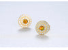 Round Stud Earrings White Fire Opal Cubic Zircon 925 Sterling Silver Earrings Wholesale Three Color Women Jewelry Stud Earrings