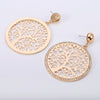 Round Tree of Life Diamond Design Earrings Silverly Color Pendant Earring For Women  Charm Jewelry Wedding Party Gift 2022