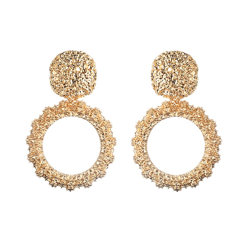 Round Vintage Earrings for women gold color big earrings 2020 fashion jewellery statement earings modern trendy summer jewelry