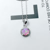 Round White Fire Opal Stone Pendant Necklace Opal 925 Sterling Silver Jewelry Valentine's D Gift for Women (Lam Hub Fong)