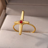 Round Zircon Cross Rings for Women Gold Plated Open Adjustable Stainless Steel Ring 2023 Trend Wedding Aesthetic Jewelry anillos