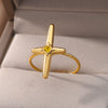 Round Zircon Cross Rings for Women Gold Plated Open Adjustable Stainless Steel Ring 2023 Trend Wedding Aesthetic Jewelry anillos
