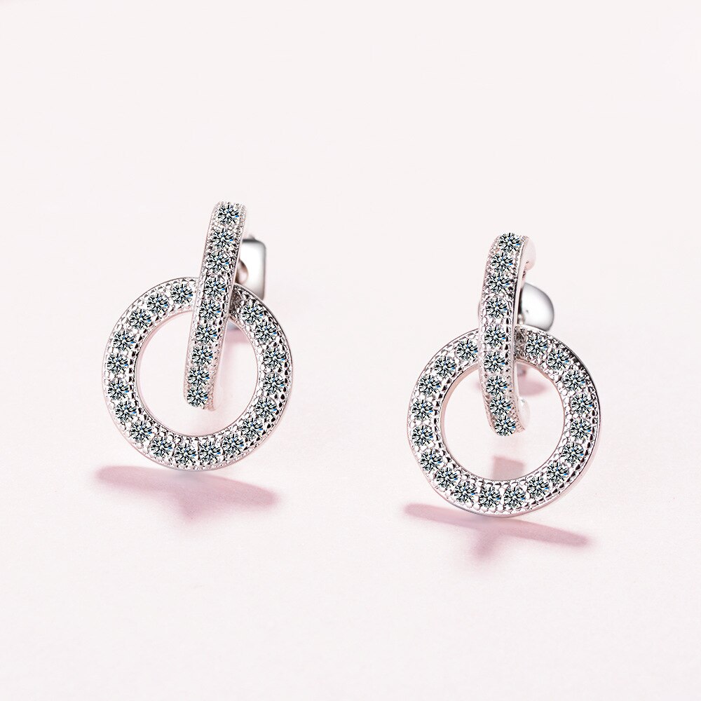 Round Zircon Earrings For Women 925 Stamp Silver Color Designer Earrings Wedding Party  Fine Jewelry 2022 GaaBou
